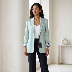 Jessie Liu Elegant Mint Green Women's Blazer. Size XL